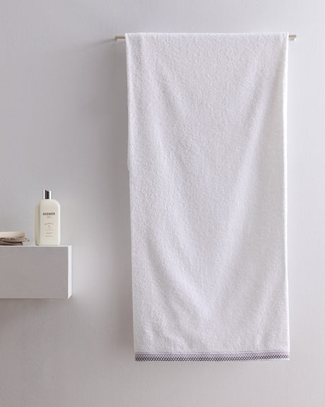 Soft Absorbent Cotton Bath Towel - White & Grey