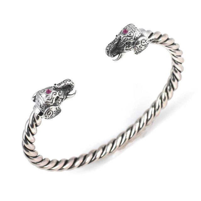 Professional 925 Sterling Silver Elephant Head Twisted Men's Bracelet