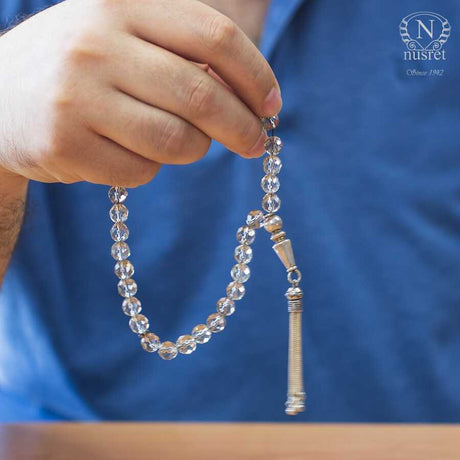 Smoky Quartz Silver Prayer Beads - Handcrafted Sphere Cut