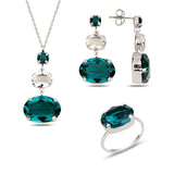 Ensemble trois pierres Swarovski en argent sterling plaqué or rose - Élégance féminine