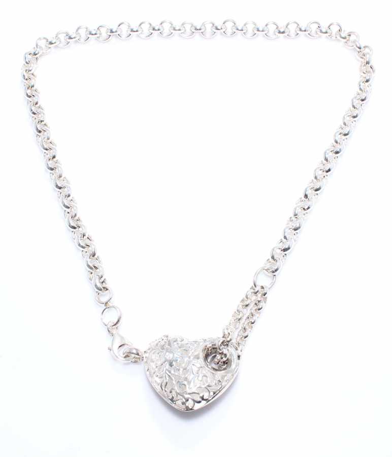 925 Sterling Silver Bold Heart Necklace - Statement Jewelry