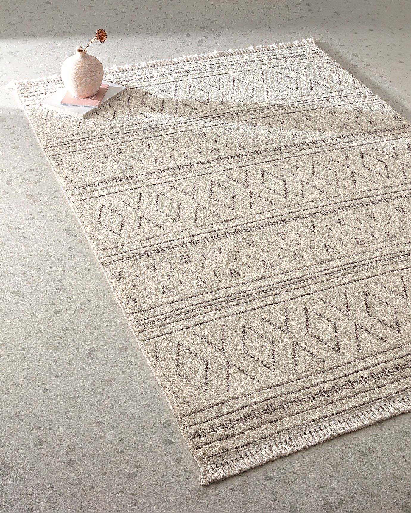 Chessy Cream Area Rug - Soft Living Room Carpet
