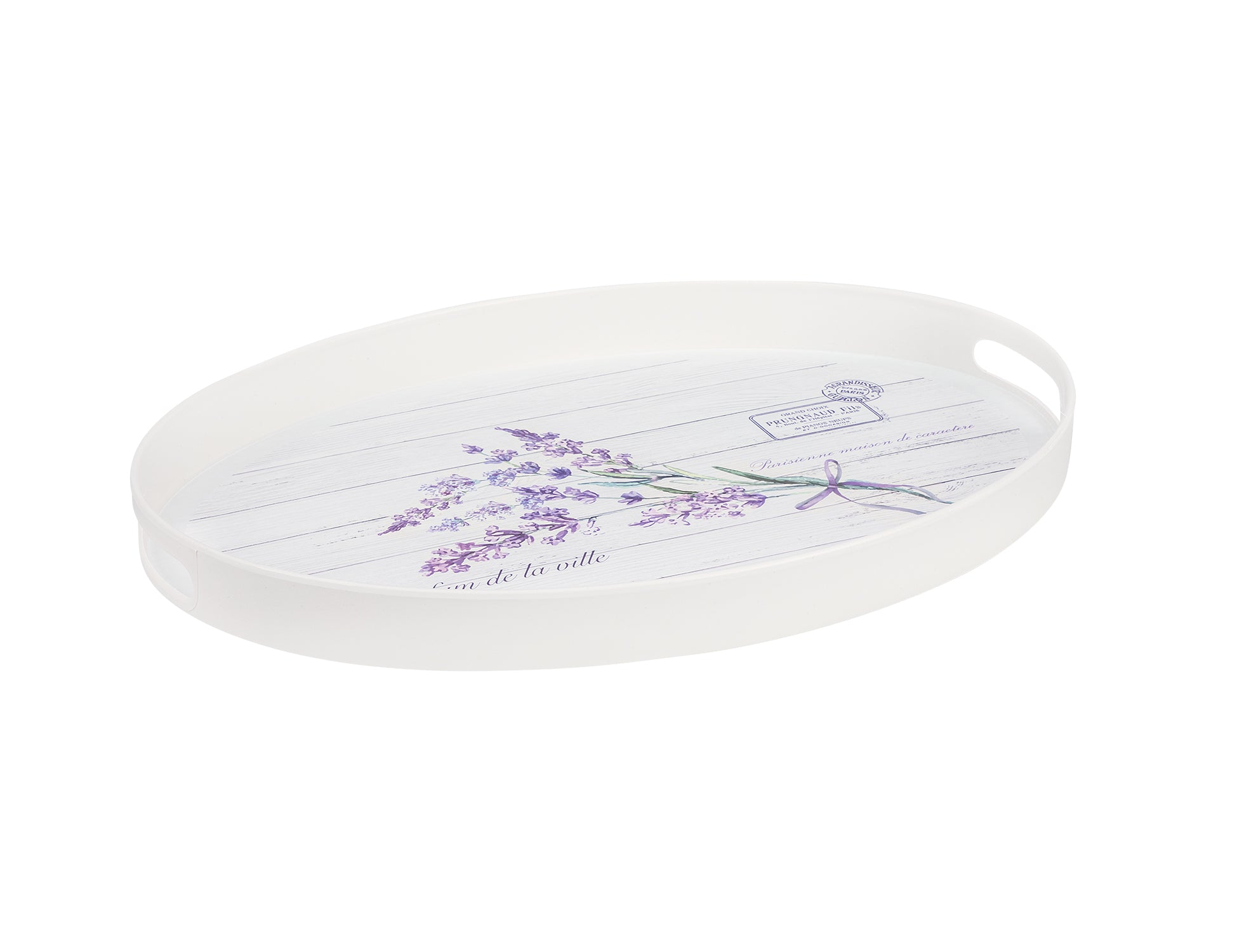 Durable Plastic Serving Tray - Oval Lavander Design