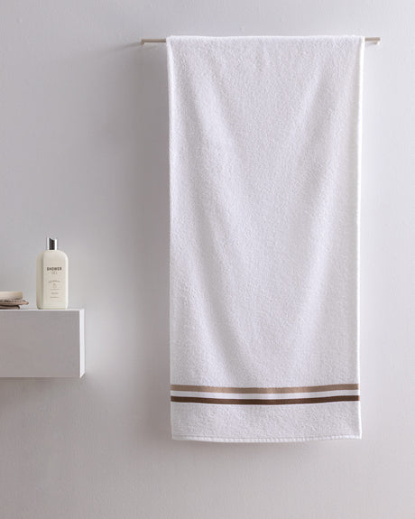 Soft Absorbent Cotton Bath Towel - Rosabelle White & Beige