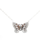 Premium Sterling Silver Butterfly Garden Necklace White
