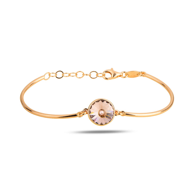 Sterling Silver Rose Gold Plated Vintage Bracelet | Bezel Set Swarovski Crystal