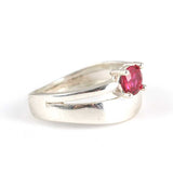 Anillo de doble fila con rubí sintético de plata esterlina 925 premium