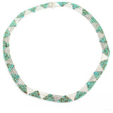 925 Sterling Silver Turquoise 5-Row Necklace - Unique Artisan Design