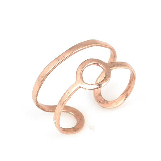 925 Sterling Silver Round Ring - Rose Plated & Adjustable