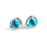 925 Sterling Silver Aquamarine Color Zircon Teardrop Stud Earrings
