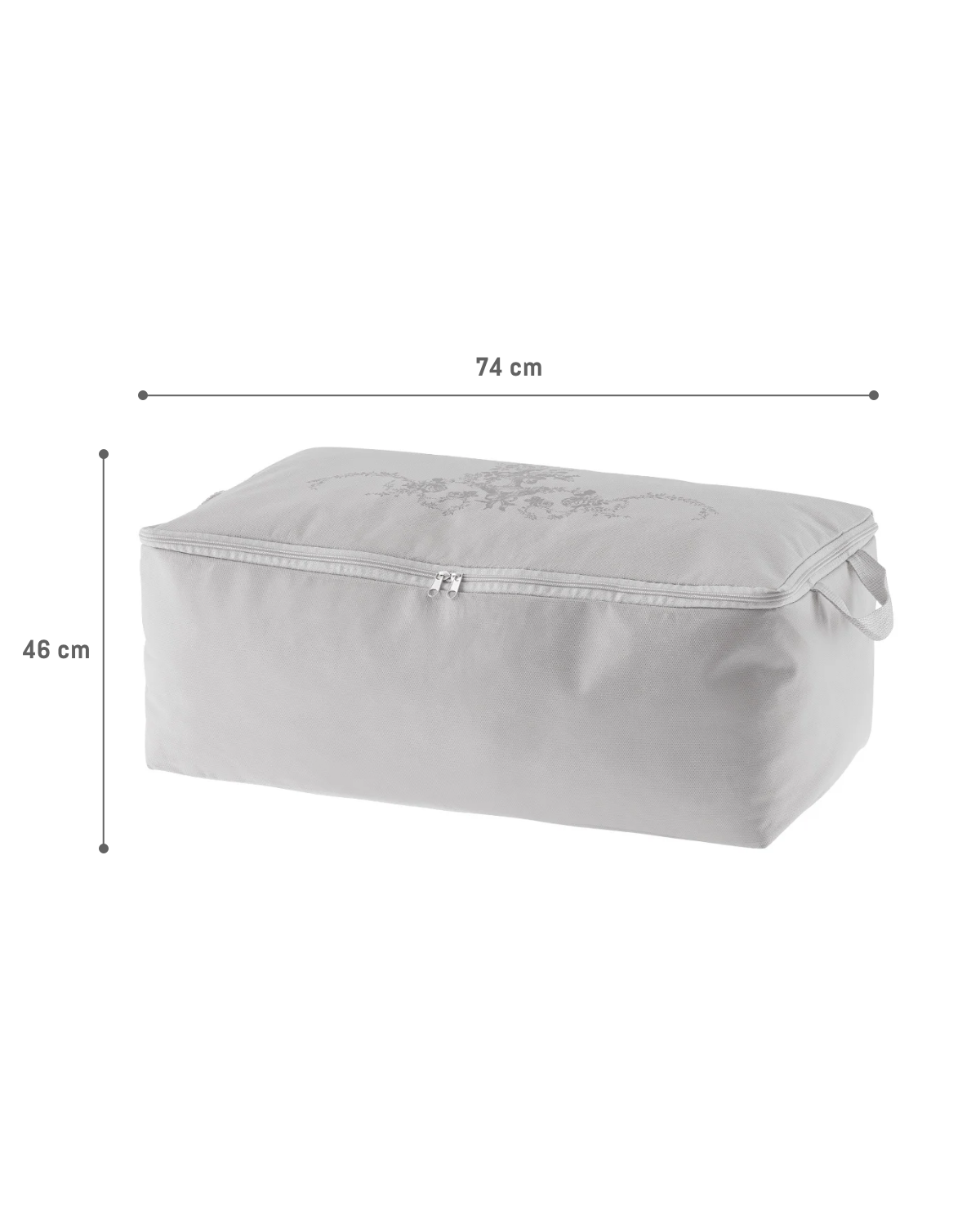 Large Grey Floral Print Storage Bag - Home Organizer for Clothes & Bedding - 74x46x46 cm