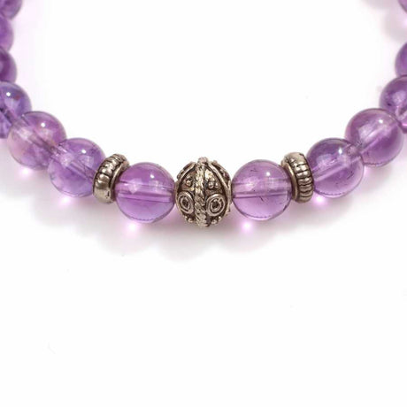 925 Sterling Silver Amethyst Bracelet - Segmented Stone Design