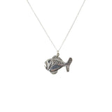 925 Sterling Silver Fish Charm Necklace - Nautical Ocean Pendant
