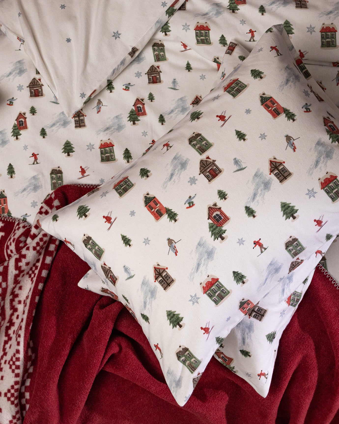 100% Cotton Flannel Double Duvet Cover Set - Colorful Print
