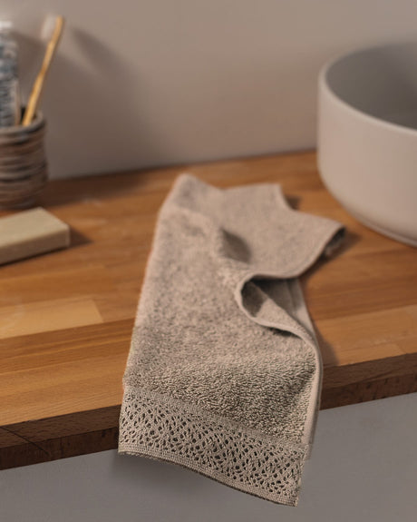 Angelique Dark Beige Hand Towel - Soft & Absorbent Cotton