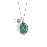 Premium 925 Sterling Silver Double Sided Green Enamel Letter Necklace