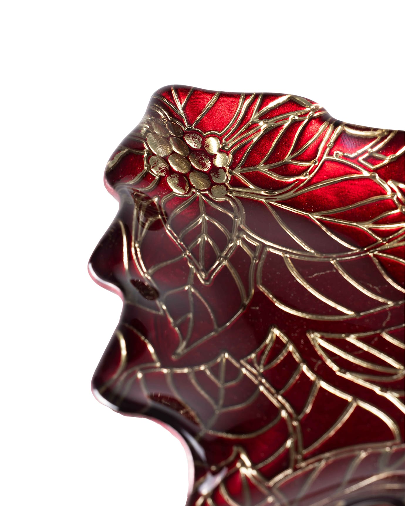 Glass Decorative Plate - Bernette Collection, Elegant Red Design