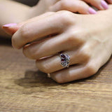 Premium Sterling Silver Red Enamel Leaf Ring