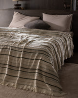 Cozy Acrylic-Polyester Double Bedspread - Ecru Earth Two-Tone Design