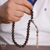 Natural Smoky Quartz & Sterling Silver Prayer Beads - Sphere Cut