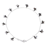 Premium Sterling Silver Butterfly Anklet Bracelet White Black Stone