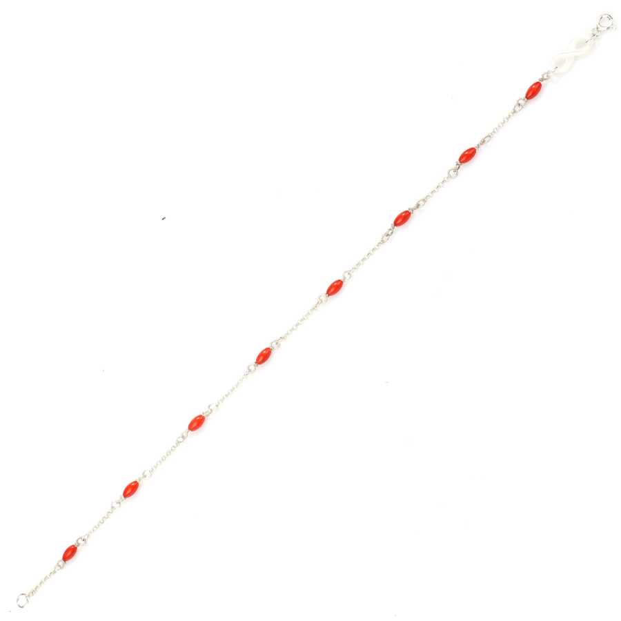 Professional 925 Sterling Silver Coral Infinity Anklet