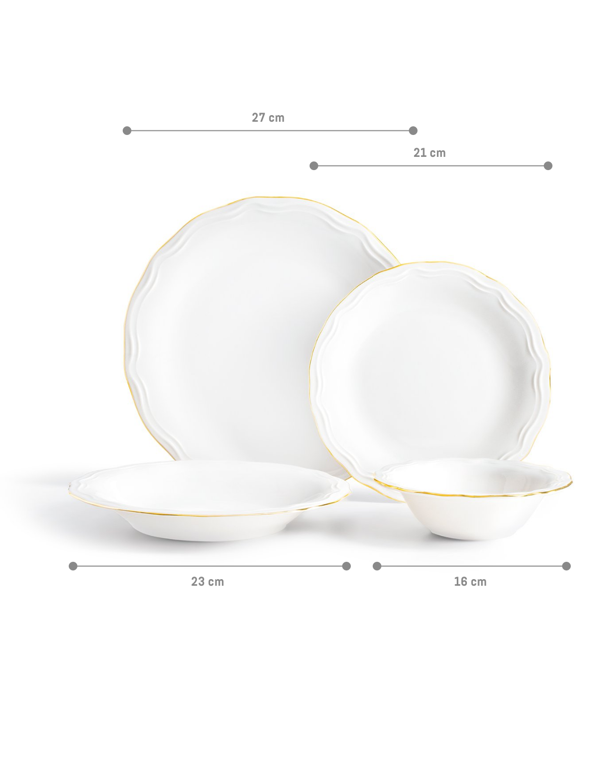 New Bone Porcelain 6-Person Dinnerware Set - Elegant Gold Trim