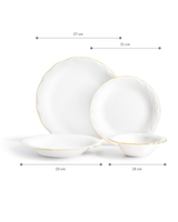 New Bone Porcelain 6-Person Dinnerware Set - Elegant Gold Trim