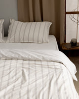 100% Cotton Single Duvet Cover Set - Striped Washed Gofre