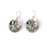925 Sterling Silver Enamel Leaf Earrings - Distinctive Bowl Design