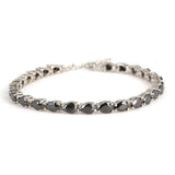 925 Sterling Silver Teardrop Onyx Line Bracelet - Classic Style