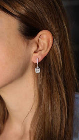 Premium Sterling Silver Square Baguette Stone Earring