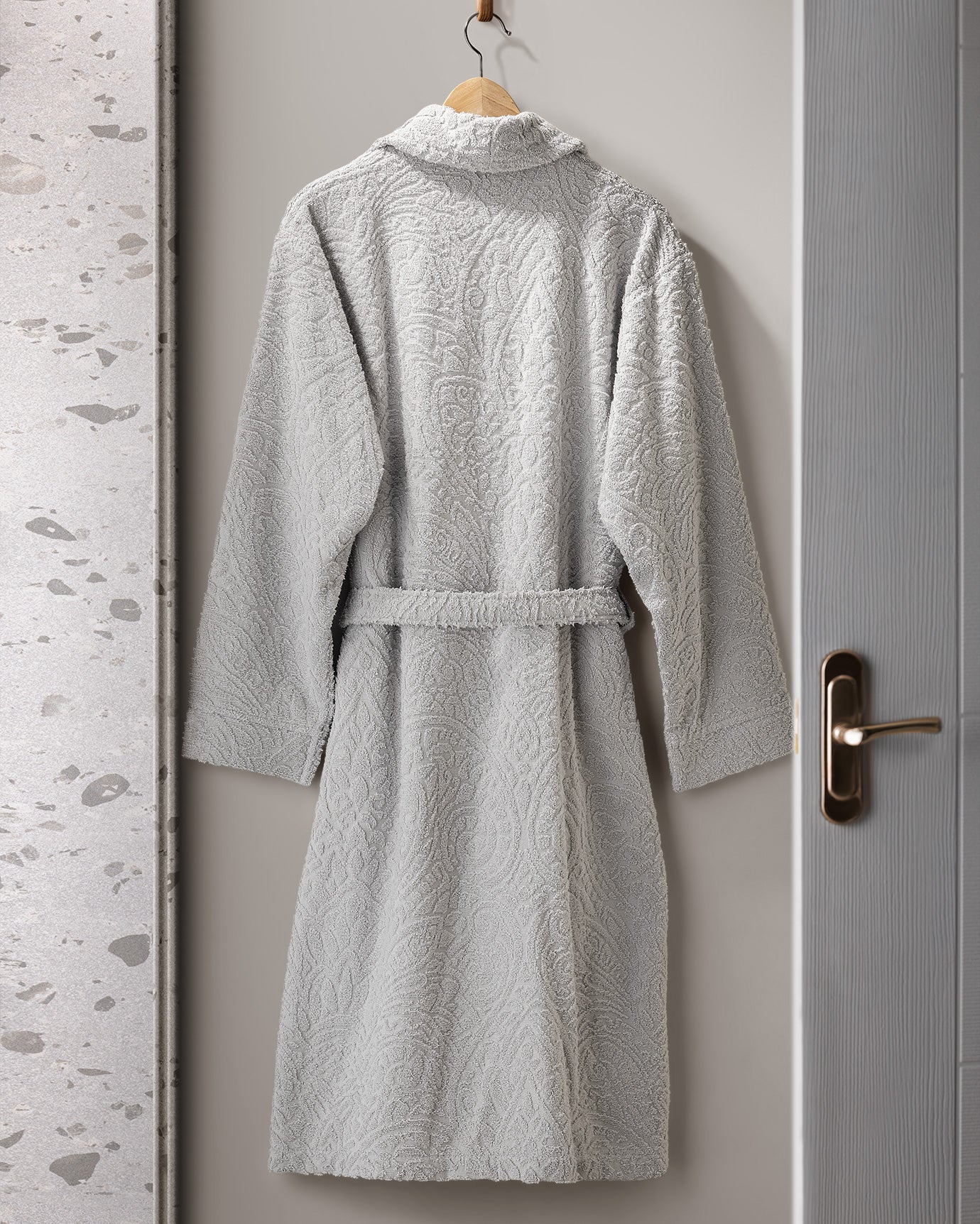 100% Cotton Jacquard Unisex Bathrobe - Soft & Absorbent Comfort