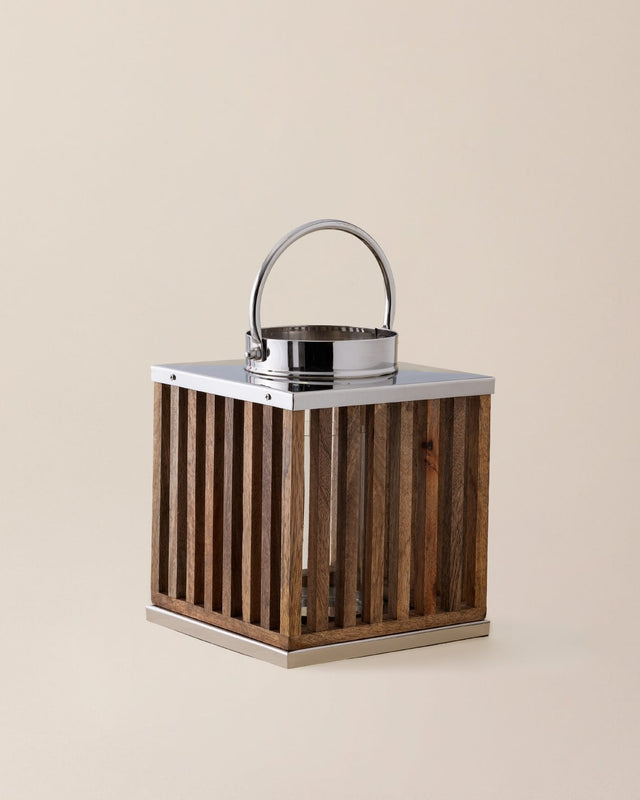 Mango Wood Lantern - Artisanal Amber Glow