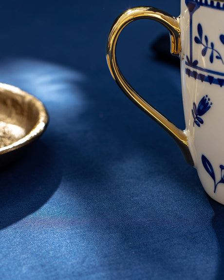 New Bone China Mug - Elegant Blue & White Design for Everyday Use