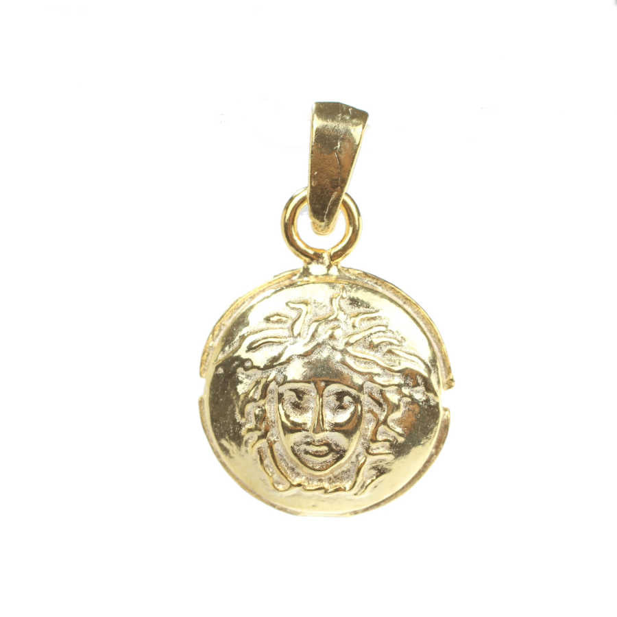 925 Sterling Silver Medusa Head Medallion Pendant - Mythic Design