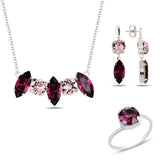 Rose Gold Plated Sterling Silver Set - Dazzling Marquise & Round Swarovski Crystal