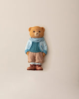 Resin Bear Magnet - Charming Beige & Blue Decor