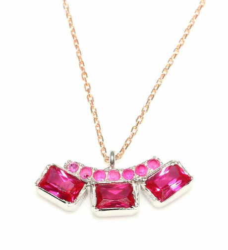Premium Sterling Silver Three Stone Pendant Necklace