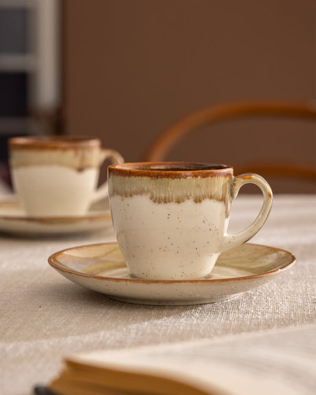 Porcelain 6-Person Coffee Cup Set - Mathilda Classic Design