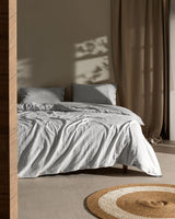 Light Grey 100% Cotton Dobby Weave Family Size Duvet Cover Bedding Set