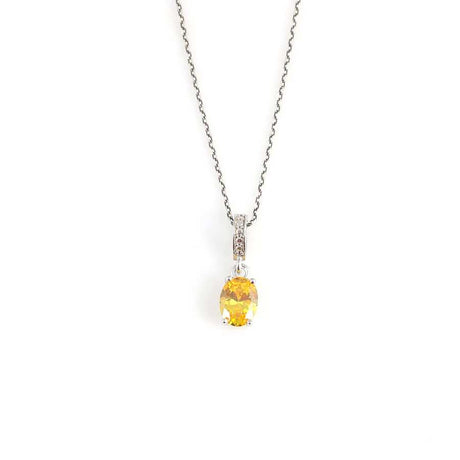 Premium Sterling Silver Oval Citrine Necklace