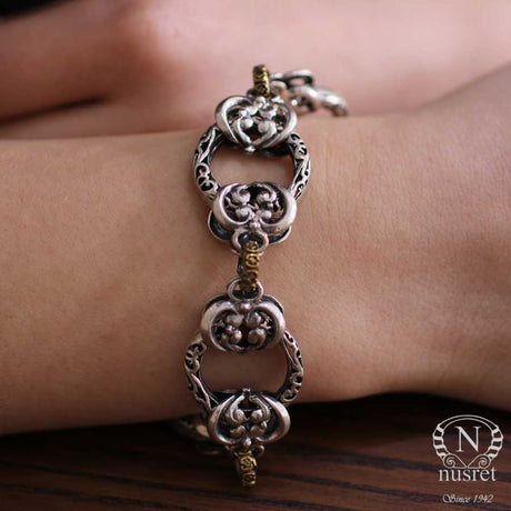 Sterling Silver Byzantine Link Bracelet - Handcrafted Openwork Design
