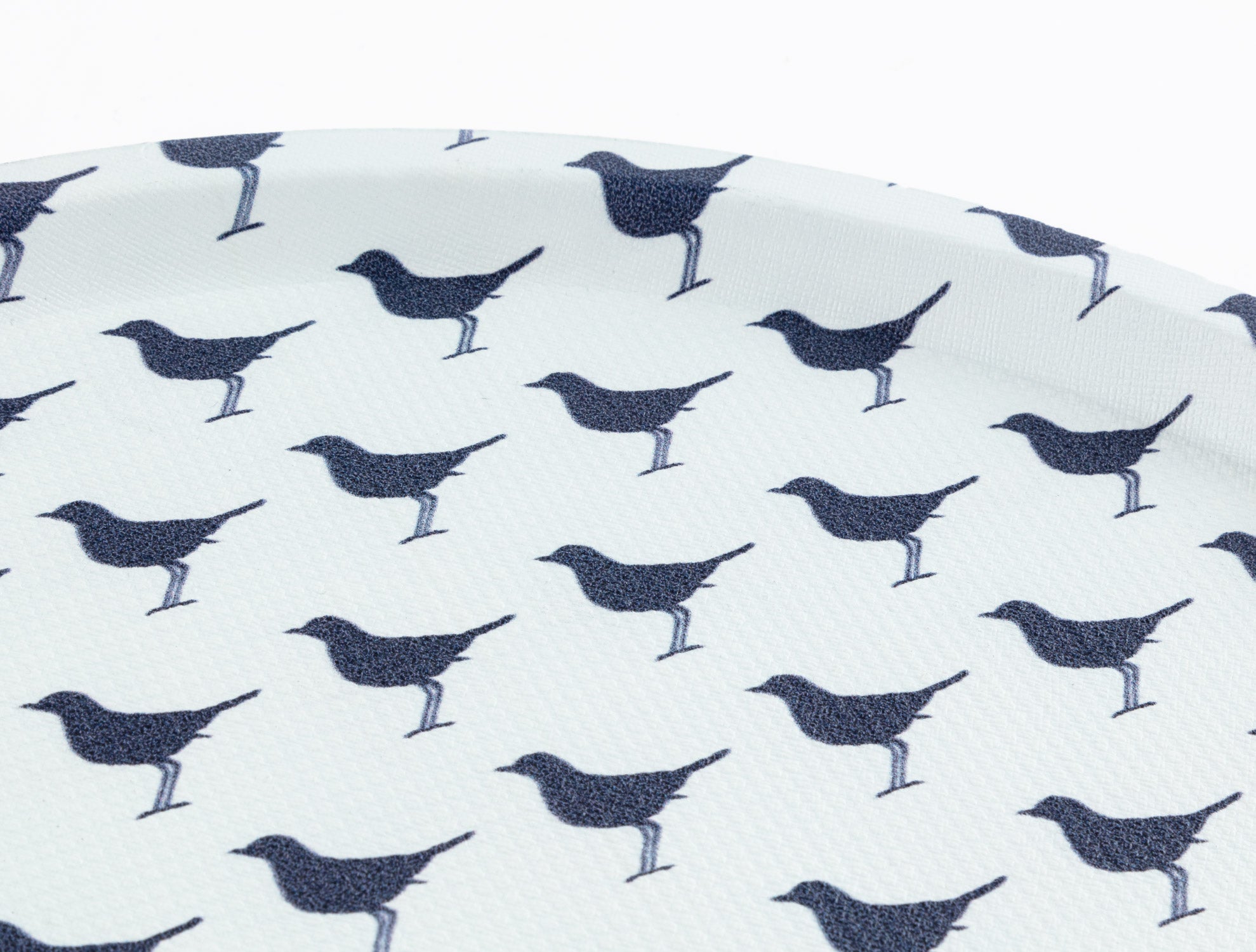 Protiskluzový kulatý tác z umělé kůže - motiv ptáka 'Rêve Bleu Oiseau'