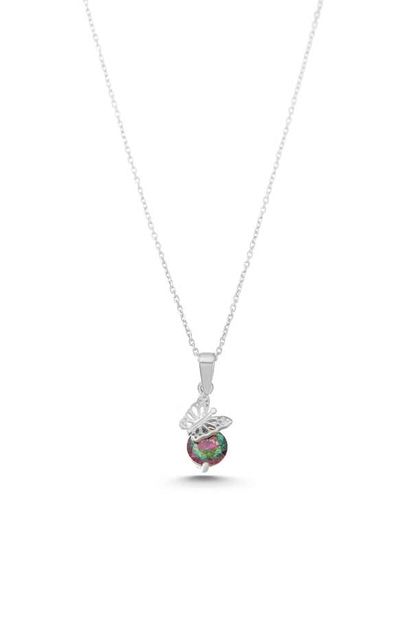 Collar colgante de mariposa de plata de ley con topacio místico deslumbrante