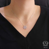 925 Sterling Silver Snowflake Charm Pendant Necklace