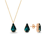 925 Sterling Silver Swarovski Crystal Drop Jewelry Set - Feminine Chic