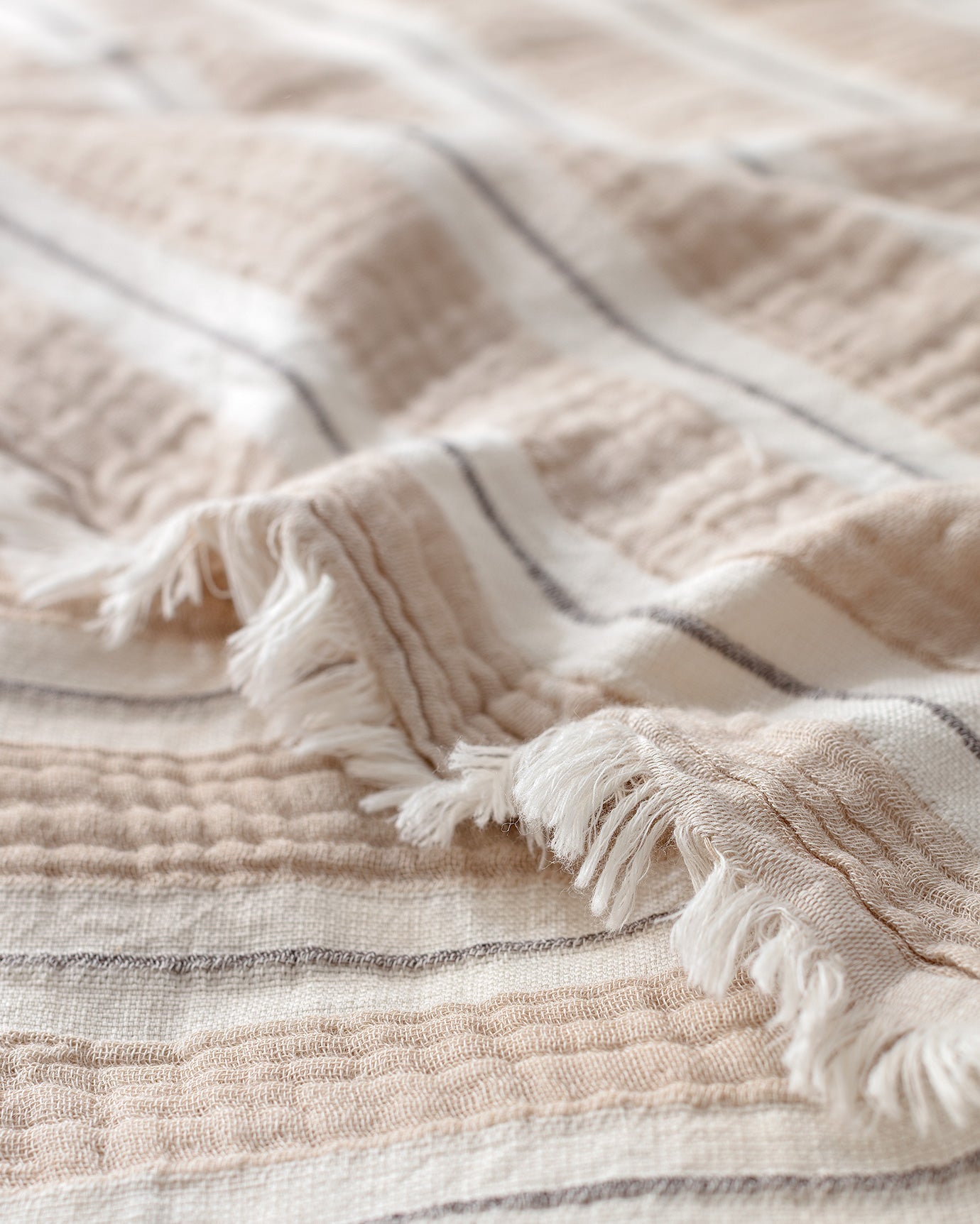 100% Cotton Muslin Double Fitted Pique Set - Natural Collection