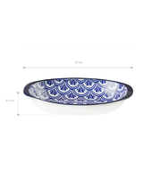 新しいボーンチャイナのハンドル付きオーバルプレート - レーヴブルーデザイン