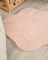 Soft Faux Rabbit Fur Rug - Plush Shaggy Area Mat - Powder Pink